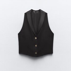 Black silky vest top